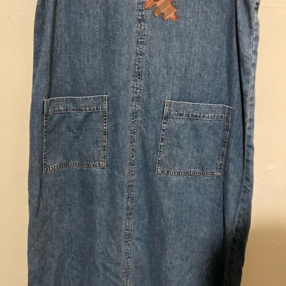 Beverly’s Pumpkin Fall Vintage Denim Sleeveless Jumper Dress Women’s Size 14 - Picture 3 of 5